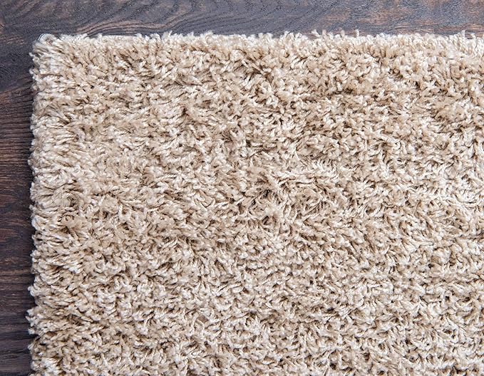 Unique Loom Solid Shag Collection Area Rug (2' 7" x 10' Runner, Taupe)