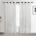 DriftAway Farmhouse Vertical Striped Linen Blend Textured Light Filtering Semi Sheer Curtains for Living Room Bedroom 84 Inches Long Drapes 2 Panels