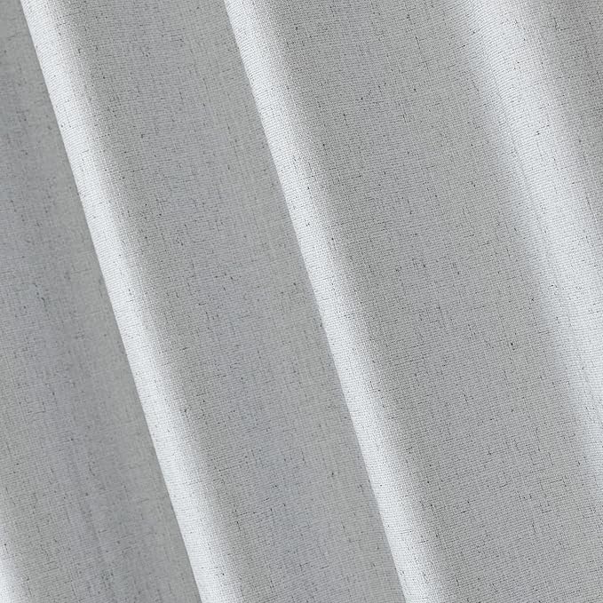 Amazon Basics Faux Linen Blackout Curtains for Bedroom and Living Room, 2-Piece Set with Grommets, 42" W x 95" L, White