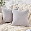 GAWAMAY Decorative Square Throw Pillow Covers 20"x20" Inch Set of 2, Super Soft Chenille Pillows Farmhouse Fall Pillowcase for Living Room Bedroom Sofa Couch Cushion Cover Light Grey 50x50cm