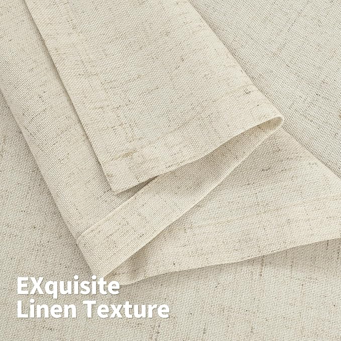 YoungsTex 45 Inch Length Beige Linen Curtains for Kitchen Windows, Short Light Filtering Drapes with Grommet Semi Sheer Privacy for Bathroom Living Room Window, 2 Panels, 42 X 45 Inch