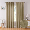 Tollpiz Linen Curtains Bedroom Rod Pocket Semi Sheer Curtain Burlap Light Filtering Thick Linen Drapes for Living Room, 54 x 84 inches Long, Taupe, Set of 2 Panels