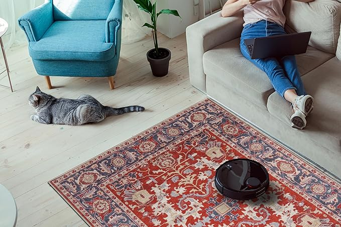 Keen Home Design 4x6 Rug - Machine Washable Area Rug with Non-Slip Backing, Ideal for Living Room, Dining Room, Bedroom - Vintage, Easy Clean, Durable, Low Pile Rug - (4' x 6')