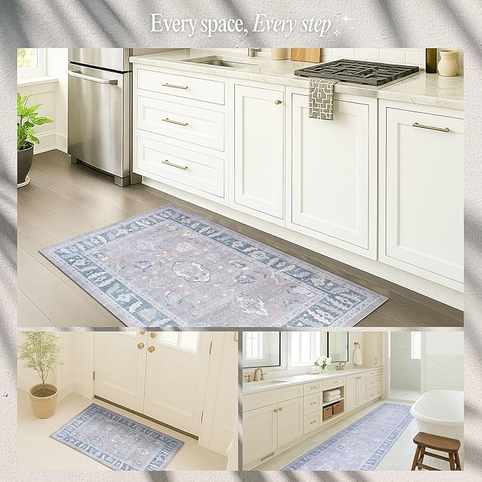 Fame Rugs Gray Modern Oushak Rug 6x9, Vintage Turkish Colorful Oriental Antique Inspired Washable Large Area Rugs, Luxury Living Room Bedroom (389GBB, 6' x 9')