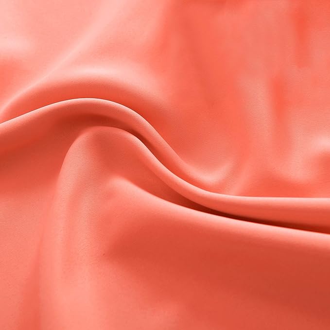 DONREN Room Darkening Rod Pocket Curtain Panels - Thermal Insulated Curtains for Living Room (Coral,52 W x 96 L Inch,2 Panels)