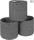 voten Storage Cubes Baskets Bins Organizer 11x11x11'' Fit 12x12''Cube Storage Organizer Bookcases Shelves,Roomy Cute Durable Woven Cotton Storage Basket for Organization,Round 3Pack Mixed Black
