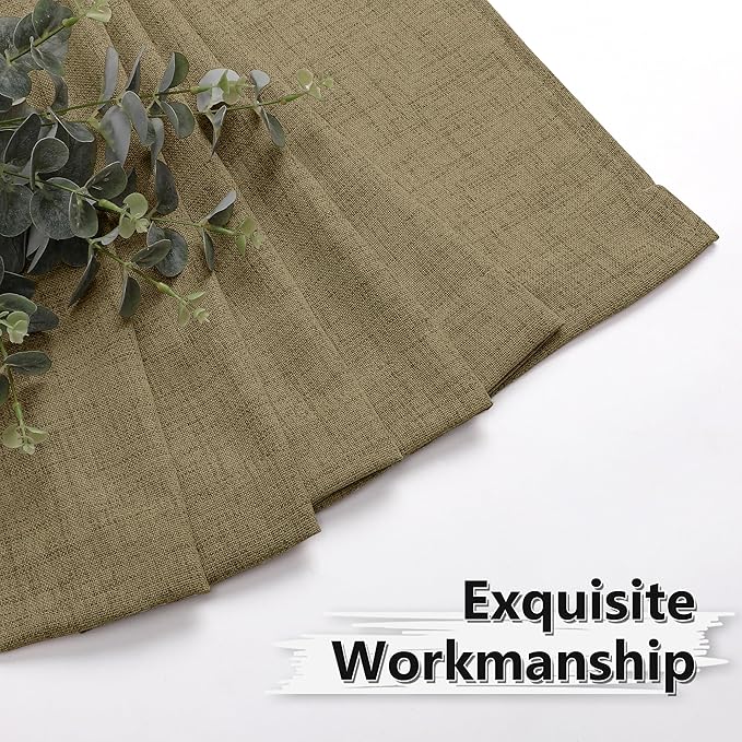 Tollpiz Short Linen Tier Curtains Rod Pocket Semi Sheer Half Kitchen Curtain Burlap Light Filtering Thick Linen Drapes for Bathroom, 30 x 24 inches Long, Taupe, Set of 2 Panels