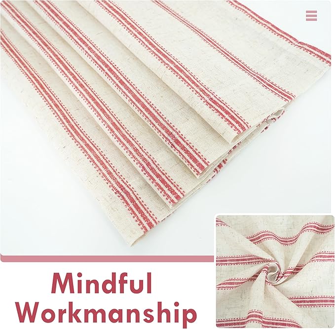 DriftAway Farmhouse Vertical Striped Linen Blend Textured Light Filtering Semi Sheer Curtains for Living Room Bedroom 63 Inches Long Drapes 2 Panels