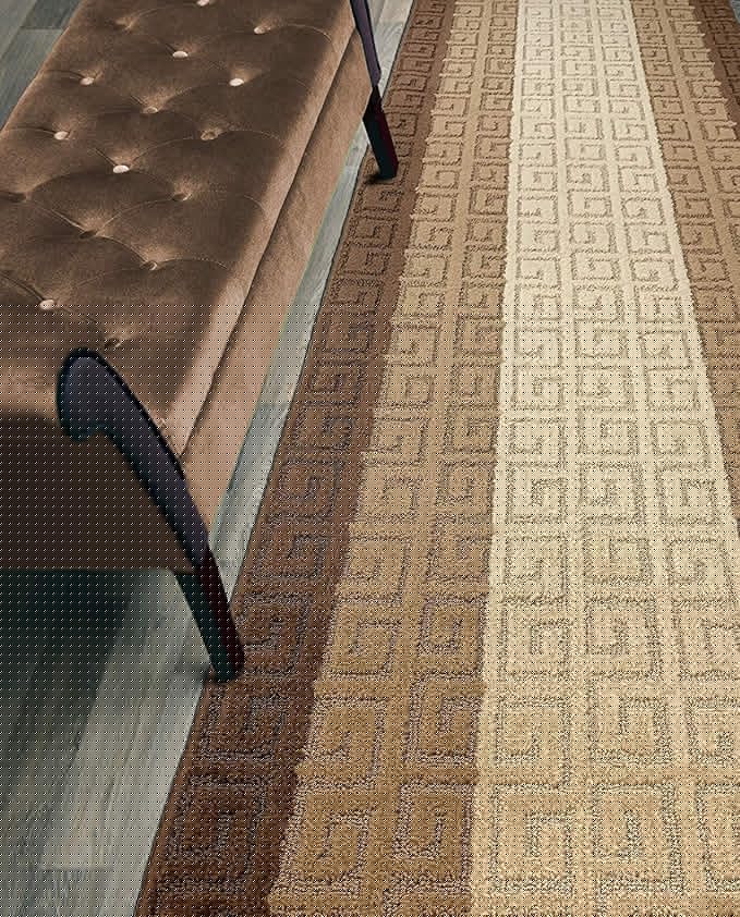 Custom Length Hallway Runner Rug,Slip Resistant,Meander Brown, 26 Inch X 25 feet, Sold and Priced Per Foot