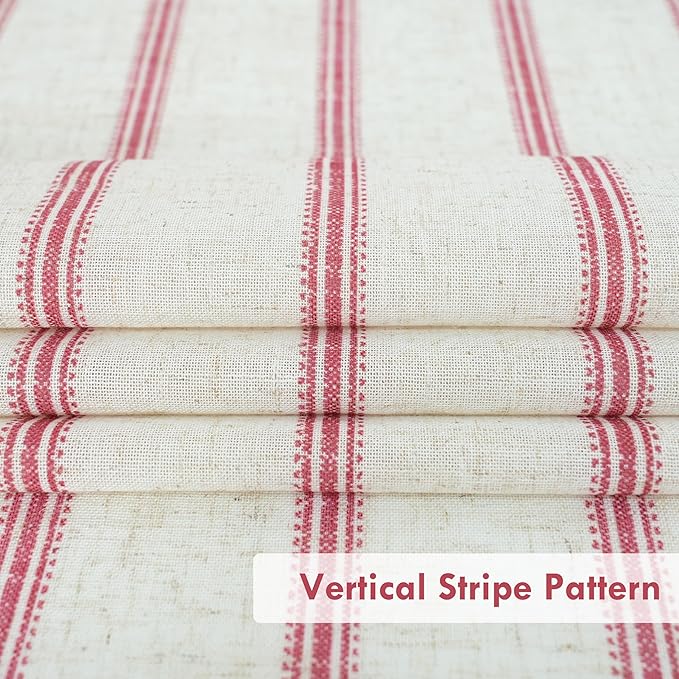 DriftAway Farmhouse Vertical Striped Linen Blend Textured Light Filtering Semi Sheer Curtains for Living Room Bedroom 63 Inches Long Drapes 2 Panels