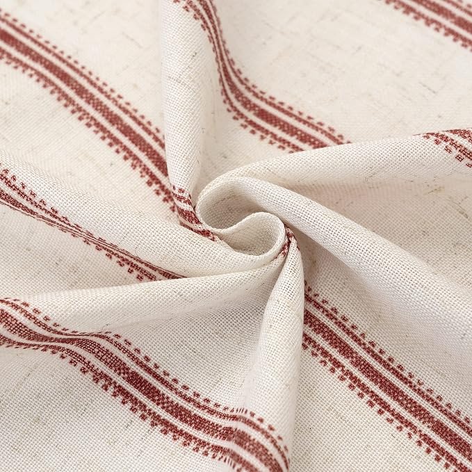 DriftAway Farmhouse Vertical Striped Linen Blend Textured Light Filtering Semi Sheer Curtains for Living Room Bedroom 84 Inches Long Drapes 2 Panels