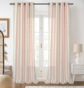 DriftAway Farmhouse Vertical Striped Linen Blend Textured Light Filtering Semi Sheer Curtains for Living Room Bedroom 108 Inches Long Drapes 2 Panels