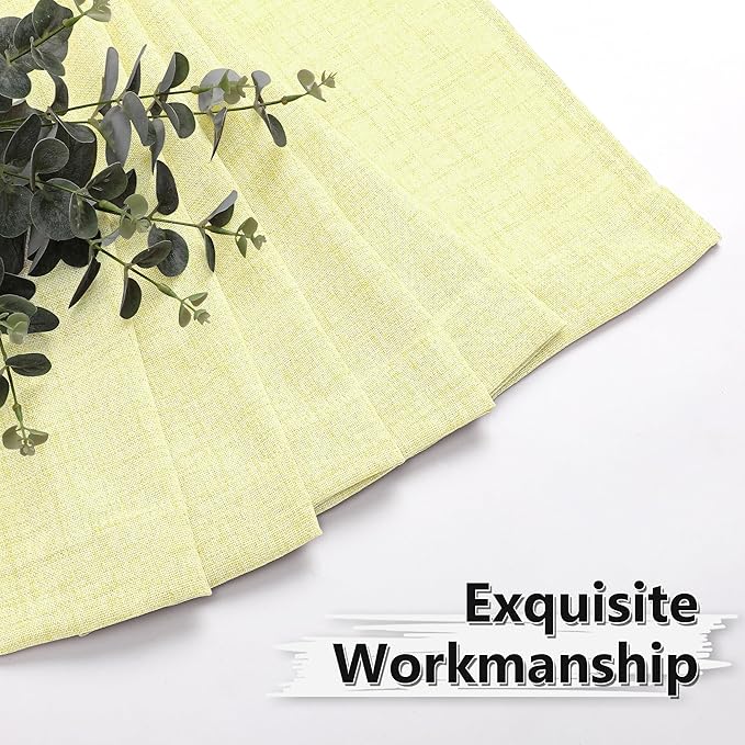 Tollpiz Short Linen Curtain Living Room Rod Pocket Semi Sheer Curtains Burlap Light Filtering Thick Linen Drape for Bedroom, 54 x 45 inches Long, Cream Yellow, Set of 2 Panels