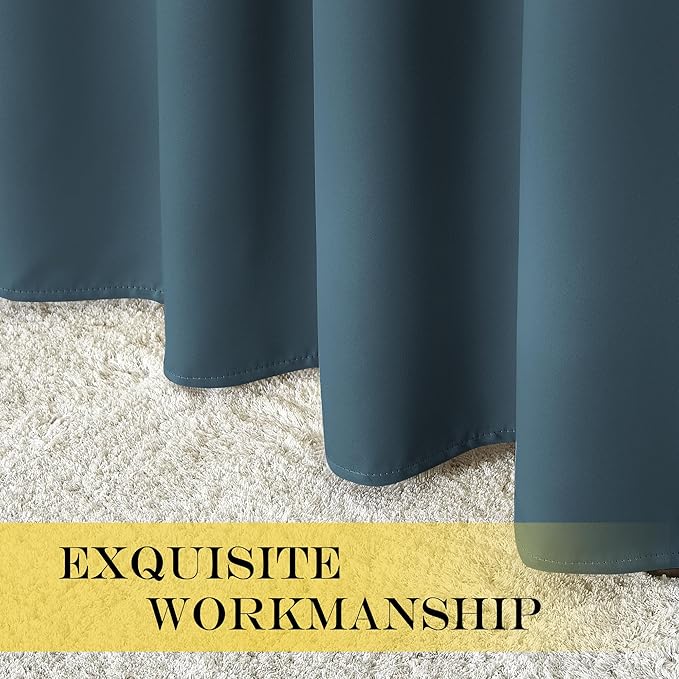 NICETOWN Blackout Room Darkening Window Curtain - Thermal Insulated Solid Grommet Blackout Patio Door Curtain/Drape for Living Room (Smoky Blue, 1 Panel, 52 by 95-inch)