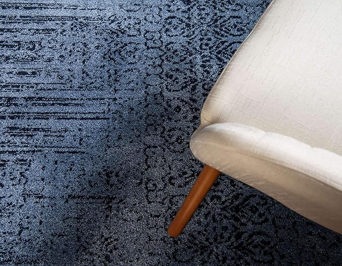 Unique Loom Del Mar Collection Area Rug - Jennifer (4' 1" x 6' 1" Rectangle, Blue/ Navy Blue)