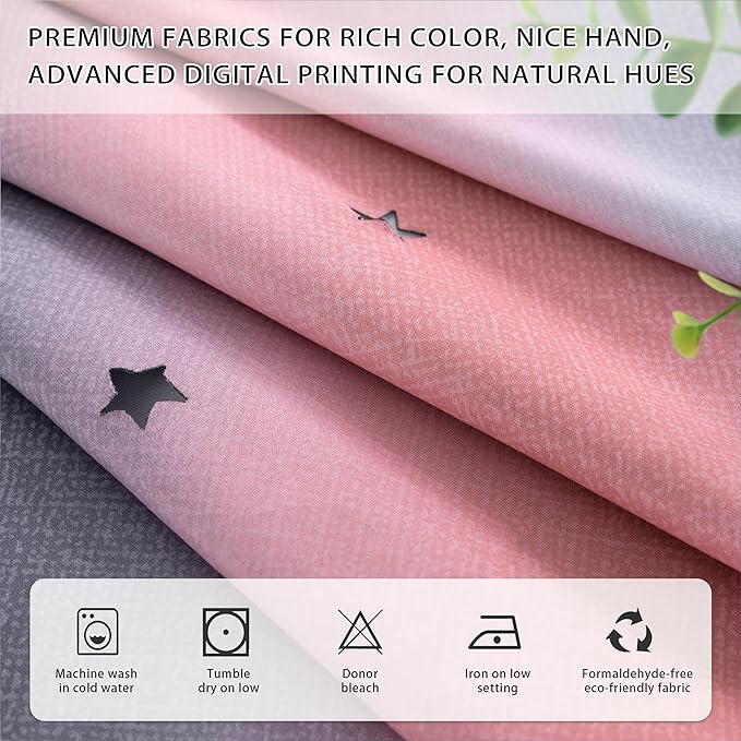 XiDi Dream Star Blackout Curtains for Kids Rooms Girl Princess Curtain for Daughter Bedroom Window (Pink Grey, W34 X L72)