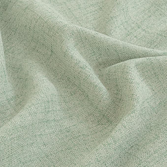 YoungsTex Sage Green Curtains 63 Inch Length 2 Panels for Living Room - Rustic Linen Drapes with Bronze Grommet Light Filtering for Bedroom Office Spring Decorative Country, 52 X 63 Inch