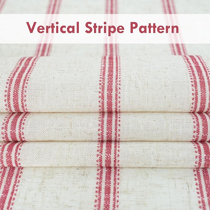 DriftAway Farmhouse Vertical Striped Linen Blend Textured Light Filtering Semi Sheer Curtains for Living Room Bedroom 54 Inches Long Drapes 2 Panels