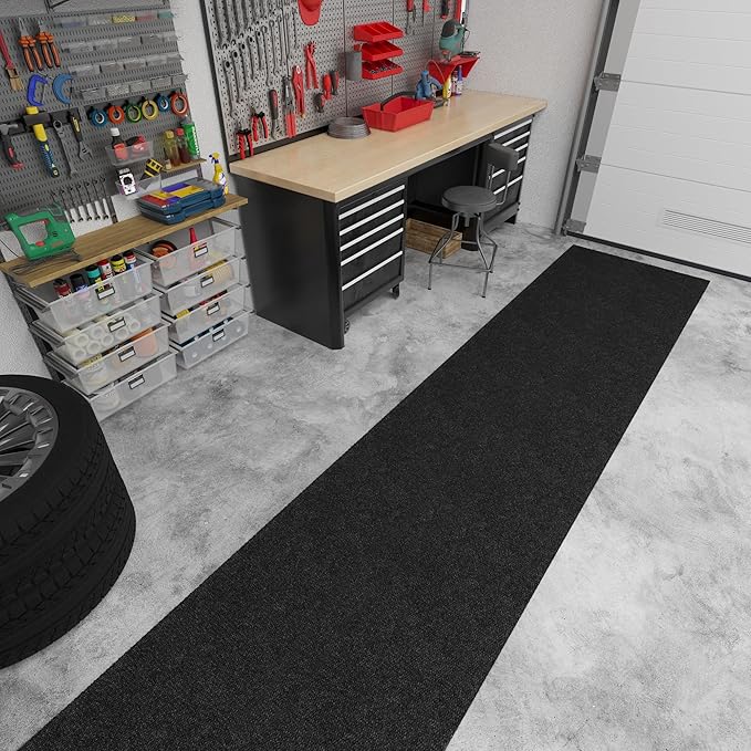 Ottomanson Commercial Scrape Rib Entry Mat – Heavy Duty Ribbed Floor Mat for High Traffic – Non Slip Rubber Back, Waterproof – Indoor Outdoor Use for Offices, Schools, Lobbies, 2'7" x 32', Black
