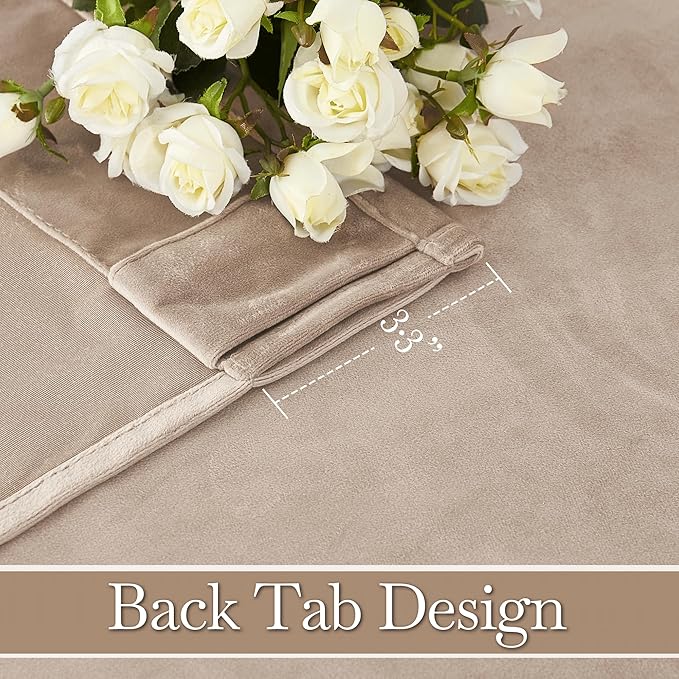 RYB HOME Velvet Curtains 108 inches Length, Back Tab & Rod Pocket Soft Fabric Drapes for Bedroom Room Divider Curtains, Blush, W 52 x L 108, 2 Panels Set