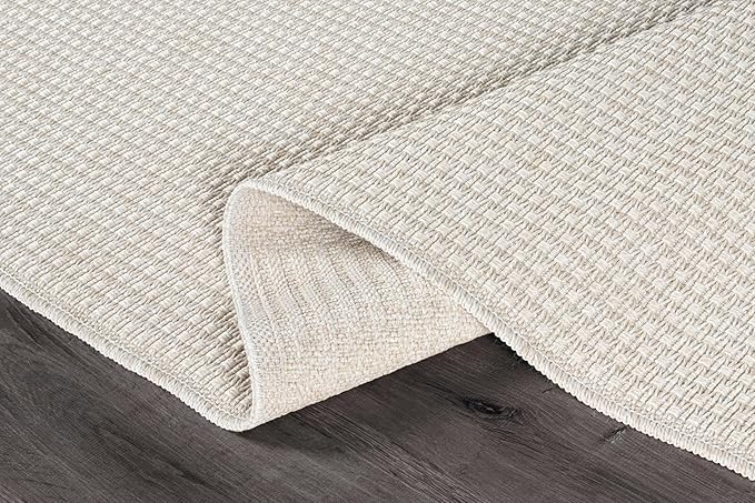 Easy Jute Door Mat 2x3 Indoor Outdoor Natural Rugs Solid Fiber Rug Woven Area Rug Boho Easy Clean Inside Carpet for Living Room Bedroom Dining Room Hallway or Outdoor Patio Porch (2 X 3 Bone)