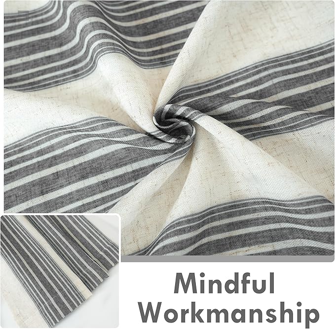 DriftAway Farmhouse Vertical Striped Linen Blend Textured Light Filtering Semi Sheer Curtains for Living Room Bedroom 84 Inches Long Drapes 2 Panels Broad Striped Linen Grey
