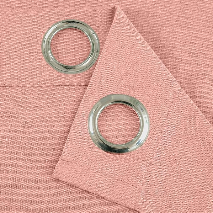 YoungsTex Dusty Rose Pink Linen Curtains for Living Room 84 Inch Length 2 Panels, Blush Peach Semi Sheer Drapes with Grommet Light Filtering Window Treatments for Bedroom, 52 X 84 Inch