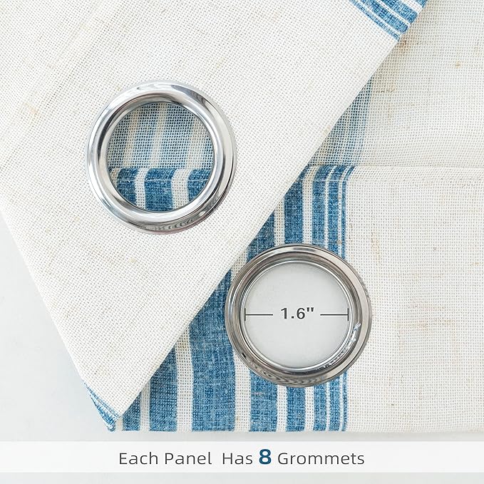 DriftAway Stripe 2 Panels Curtains Linen Blend Textured Window Privacy Light Filtering Drapes for Living Room Bedroom Grommet 84 Inch