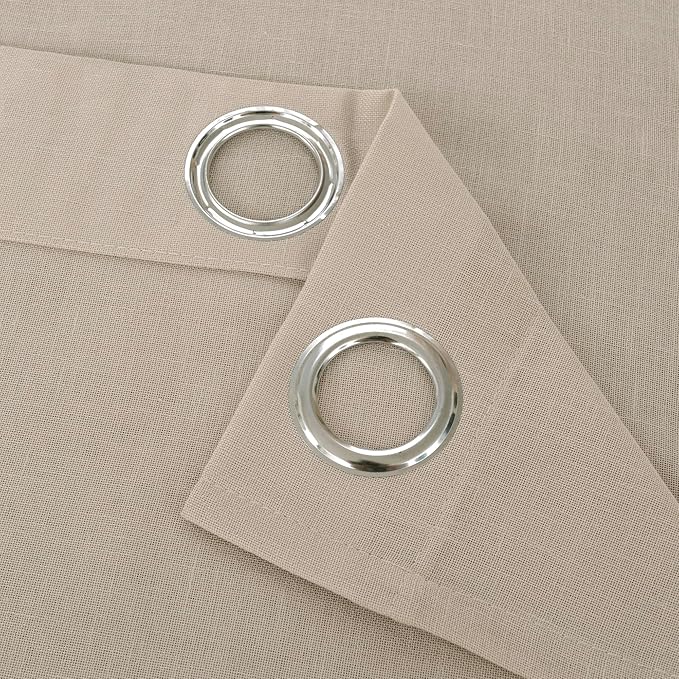 YoungsTex Short Linen Sheer Curtains 63 Inch Length for Window Natural Textured Drapes Light Filtering for Bedroom Living Room Lightweight Grommet, Light Tan, 2 Panels, 42 X 63 Inch