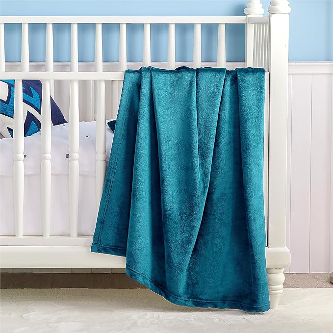 Bedsure GentleSoft Bedding Fleece Blanket for Girls and Boys - Soft Cozy Cute Small Throw Blankets for Travel, 43x55 Inches,Teal Blue