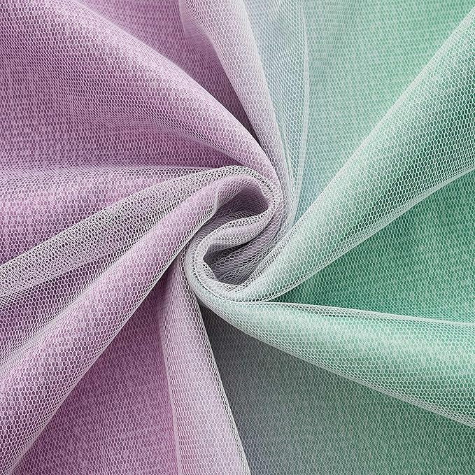 XiDi Blue & Rainbow Curtains for Kids & Girl Room - Blackout, Purple & Green 52x72 Inch Long 1 Panel with Unicorn Wall Decals