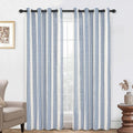 DriftAway Farmhouse Vertical Striped Linen Blend Textured Light Filtering Semi Sheer Curtains for Living Room Bedroom 102 Inches Long Drapes 2 Panels Broad Striped Jean Navy