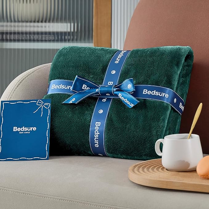 Bedsure GentleSoft Fleece Blankets Queen Size Emerald Green - Bed Blanket Soft Lightweight Plush Fuzzy Cozy Luxury Microfiber, 90x90 inches