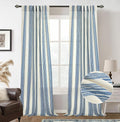 DriftAway Farmhouse Vertical Striped Linen Blend Textured Light Filtering Semi Sheer Curtains for Living Room Bedroom 96 Inches Long Drapes 2 Panels Broad Striped Linen Jean Navy