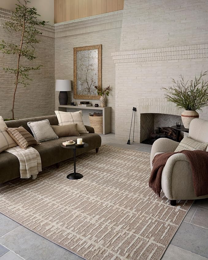 Loloi Amber Lewis Bexley Collection BEX-02 Taupe/Natural 4'-0" x 6'-0" Accent Rug Neutral, Textured, Living, Bedroom, Dining, Carpet