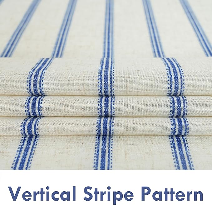 DriftAway Farmhouse Vertical Striped Linen Blend Textured Light Filtering Semi Sheer Curtains for Living Room Bedroom 96 Inches Long Drapes 2 Panels
