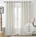 DriftAway Farmhouse Vertical Striped Linen Blend Textured Light Filtering Semi Sheer Curtains for Living Room Bedroom 102 Inches Long Drapes 2 Panels