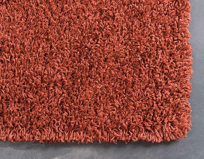 Unique Loom Solid Shag Collection Area Rug (10' x 13' 1" Rectangle, Terracotta)