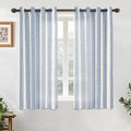 DriftAway Farmhouse Vertical Striped Linen Blend Textured Light Filtering Semi Sheer Curtains for Living Room Bedroom 54 Inches Long Drapes 2 Panels Broad Striped Jean Navy