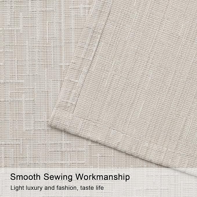 Jacquard Linen Curtains 72 inch Length 2 Panels Thick Faux Linen Blended Window Drapes Burlap Textured Curtains with Grommet for Living Room Bedroom Farmhouse (52x72 Beige) Natural