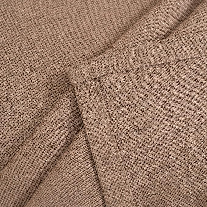 YoungsTex Mocha Brown Linen Curtains 45 Inch Length, Short Semi Sheer Drapes with Grommet Light Filtering for Bathroom Living Room Windows, 2 Panels, 42 X 45 Inch