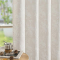 FMFUNCTEX Beige Floral Jacquard Blackout Curtains 108 Inches Long for Bedroom, Scroll Flower Chenille Farmhouse Curtains for Living Room Darkening Thermal Insulated Grommet Window Drapes 2 Panels