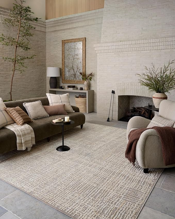 Loloi Amber Lewis Bexley Collection BEX-07 Natural/Dove 5'-0" x 7'-6" Area Rug Neutral, Textured, Living, Bedroom, Dining, Carpet