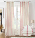 DriftAway Farmhouse Vertical Striped Linen Blend Textured Light Filtering Semi Sheer Curtains for Living Room Bedroom 108 Inches Long Drapes 2 Panels Linen Red