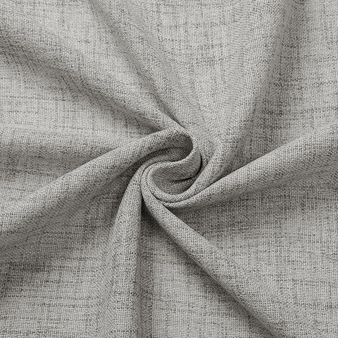 Tollpiz Short Linen Curtain Living Room Rod Pocket Semi Sheer Curtains Burlap Light Filtering Thick Linen Drape for Bedroom, 54 x 45 inches Long, Silver Grey, Set of 2 Panels