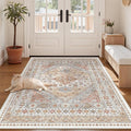 zesthome 3x5 Area Rug Ultra Soft Washable Rug, Non Slip Area Rug Indoor Entrance, Stain Resistant Rugs for Living Room Bedroom Vintage Home Decor (Orange,3'x5')
