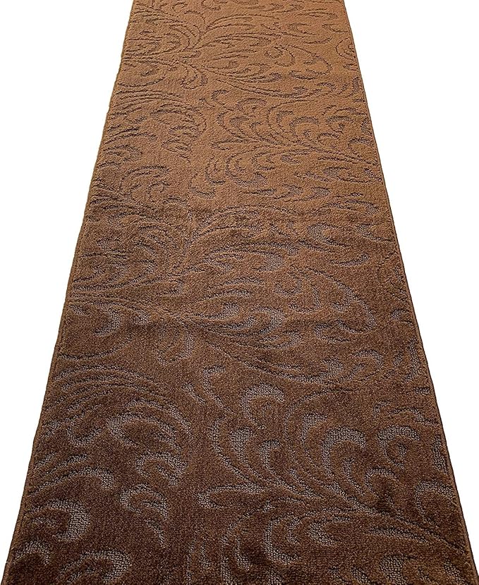 20 FT Extra Long Carpet Runner Rug with Rubber Backing, Non-Slip Washable Brown (26" X 20'), Custom Floor Mat for Kitchen Hallway Stairs Bedroom Bathroom Entryway, Your Choice of Length, Floral