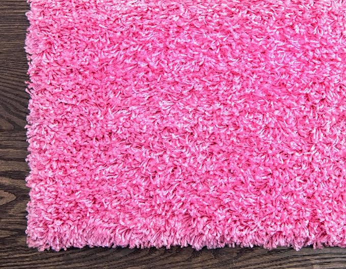 Unique Loom Solid Shag Collection Area Rug (2' 6" x 13' 1" Runner, Taffy Pink)