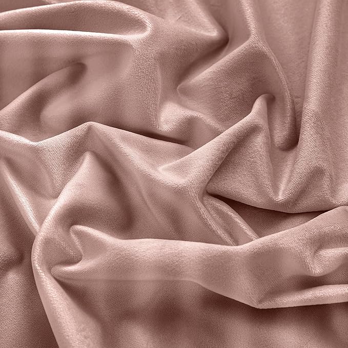 RYB HOME Back Tab Velvet Curtains, Thermal Insulated Privacy Protect Decorative Drapes for Living Room Home Theater, Dusty Pink, W 52 x L 108 inches, 2 Panels Set