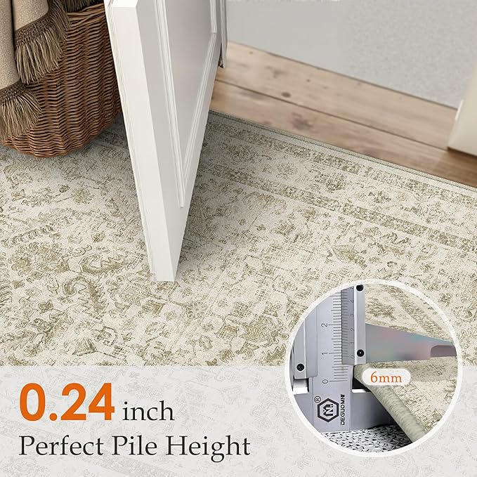 Taupe 3x5 Entryway Rug Vintage Area Carpet Indoor Office Washable Door Mat Entrance Small Low Pile Traditional Distressed Retro Accent Throw Rug Non Slip Kitchen Bathroom